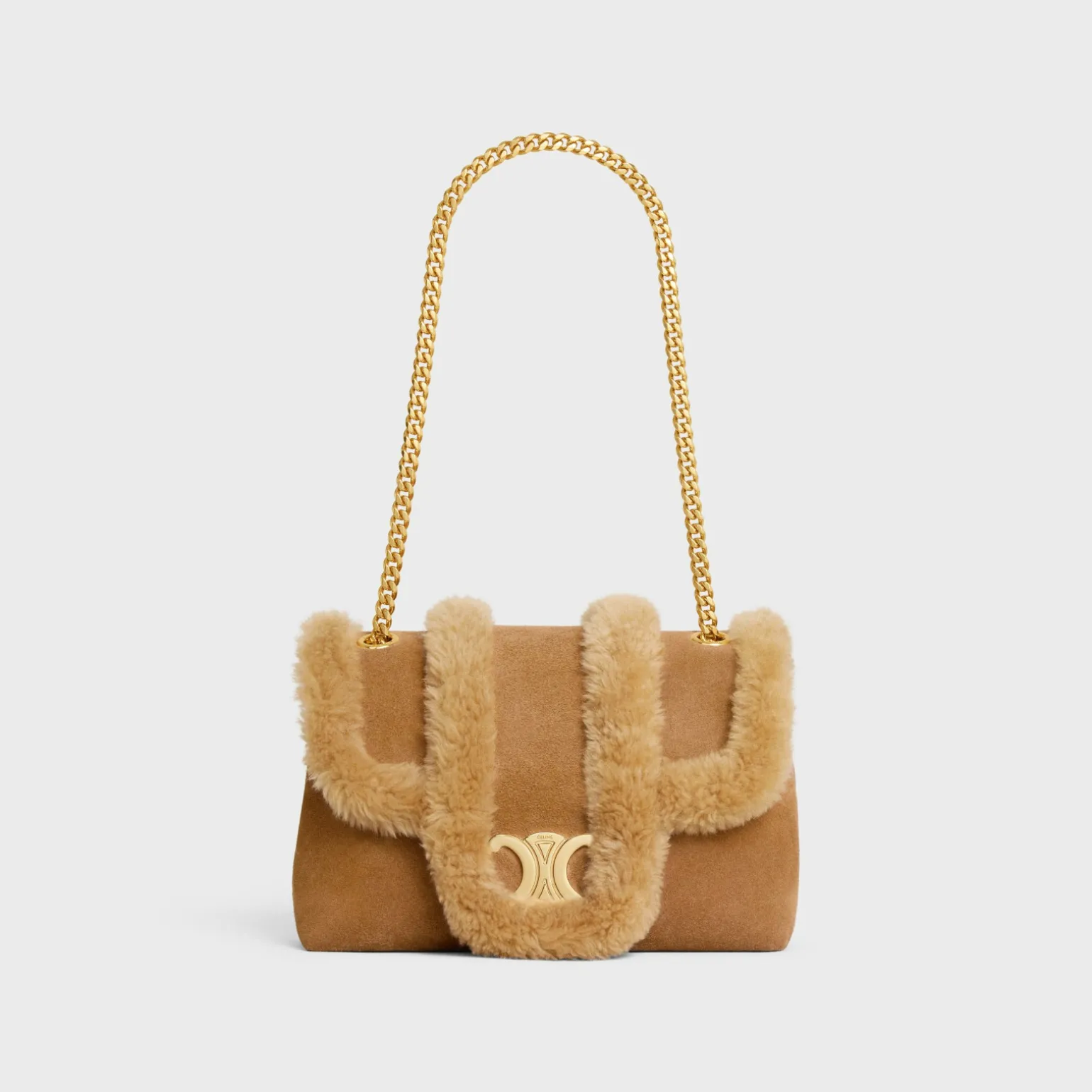 Medium Celine Victoire Bag in SUEDE CALFSKIN AND SHEARLING