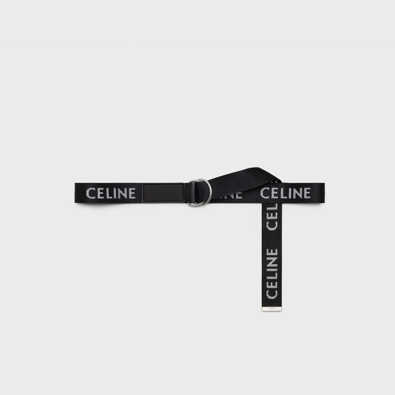 MEDIUM DOUBLE RING BELT in Jacquard Textile and Calfskin