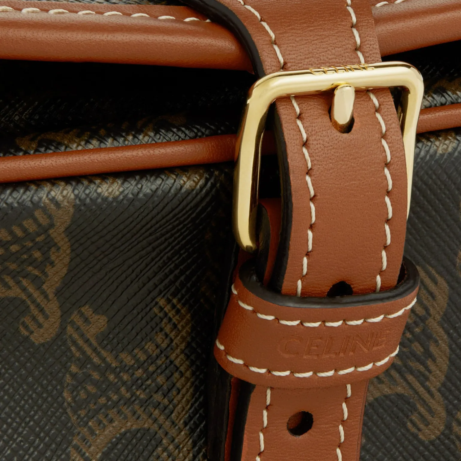 Medium Folco bag in Triomphe Canvas and calfskin