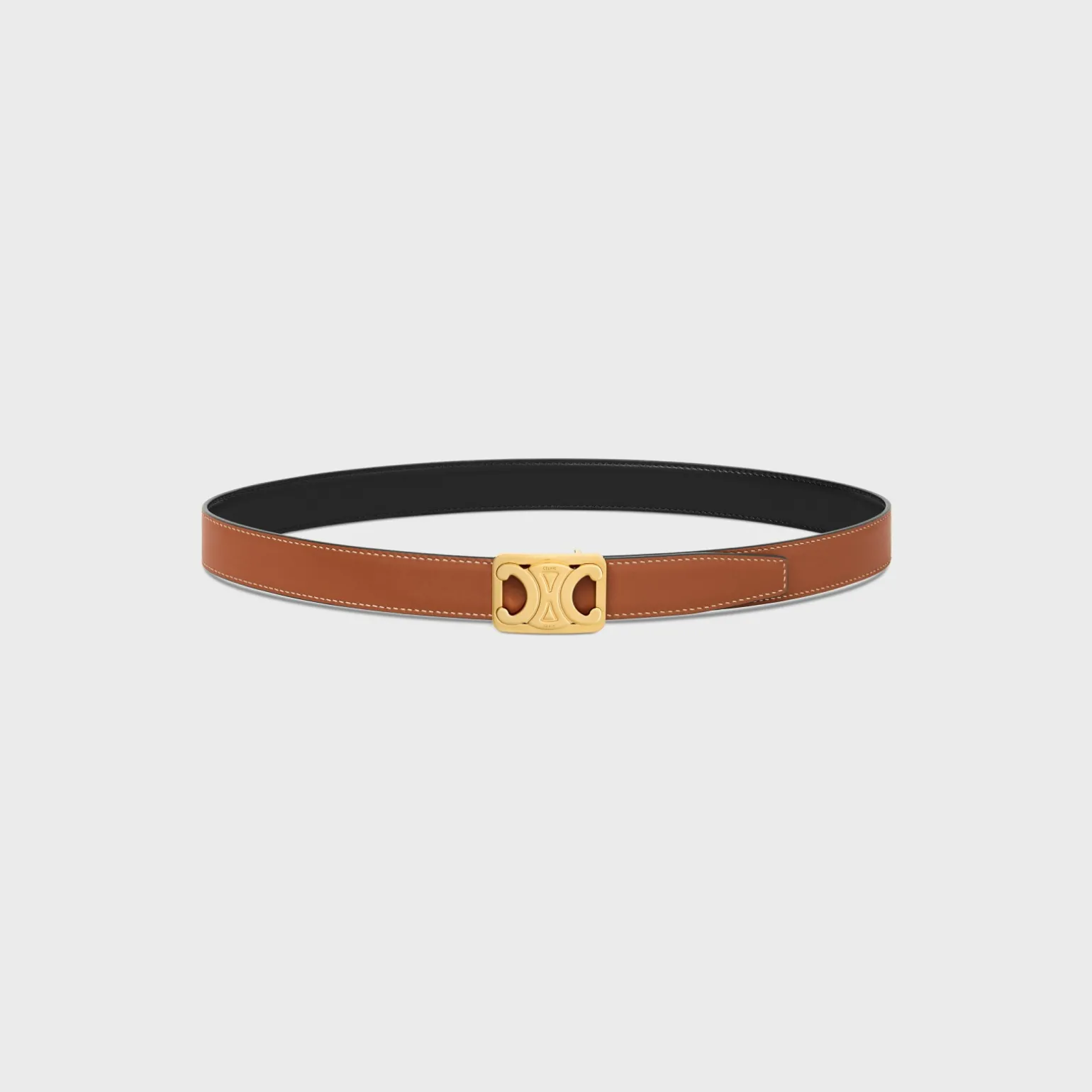 MEDIUM REVERSIBLE FRAMED TRIOMPHE BELT in TAURILLON AND NATURAL CALFSKIN