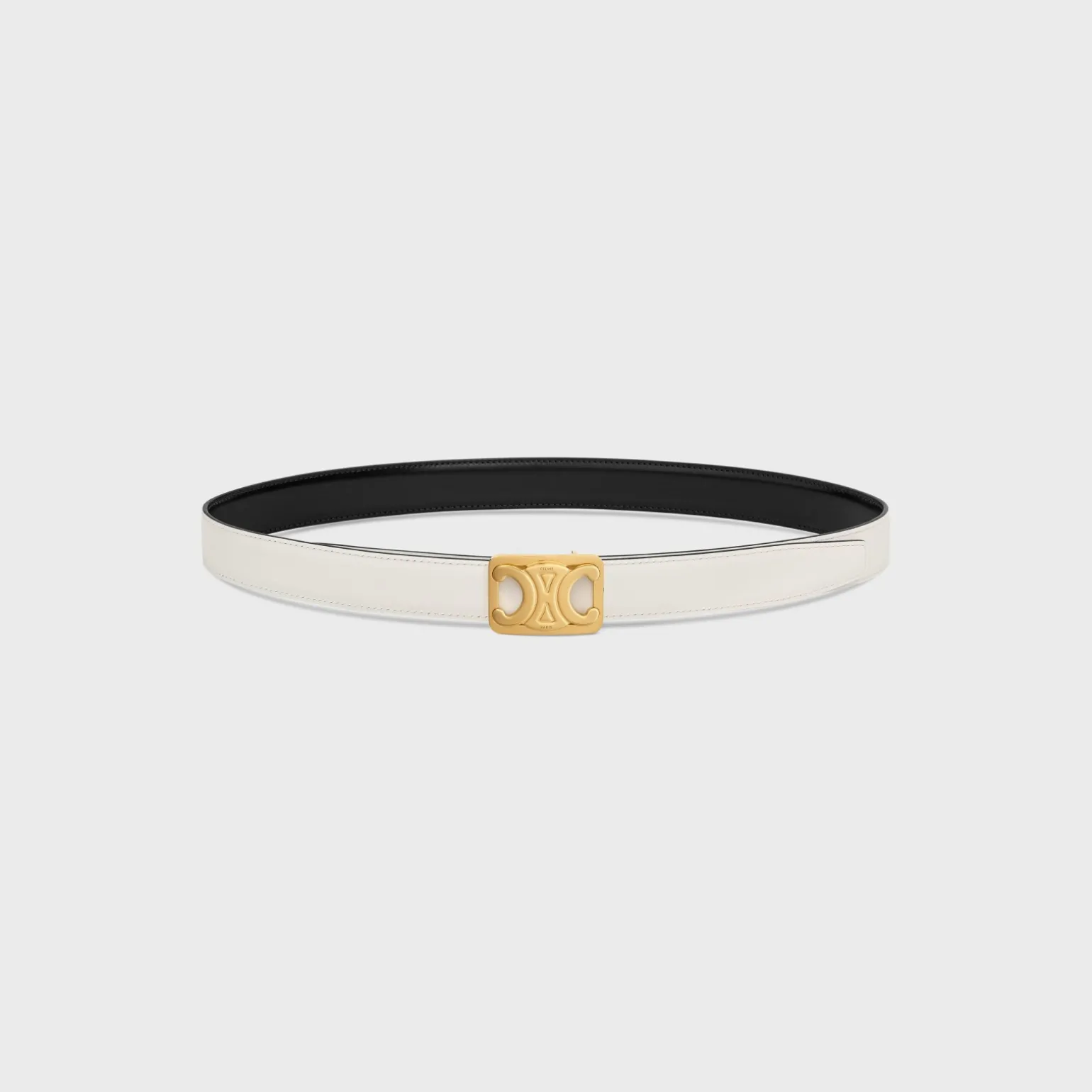 MEDIUM REVERSIBLE FRAMED TRIOMPHE BELT in TAURILLON AND NATURAL CALFSKIN