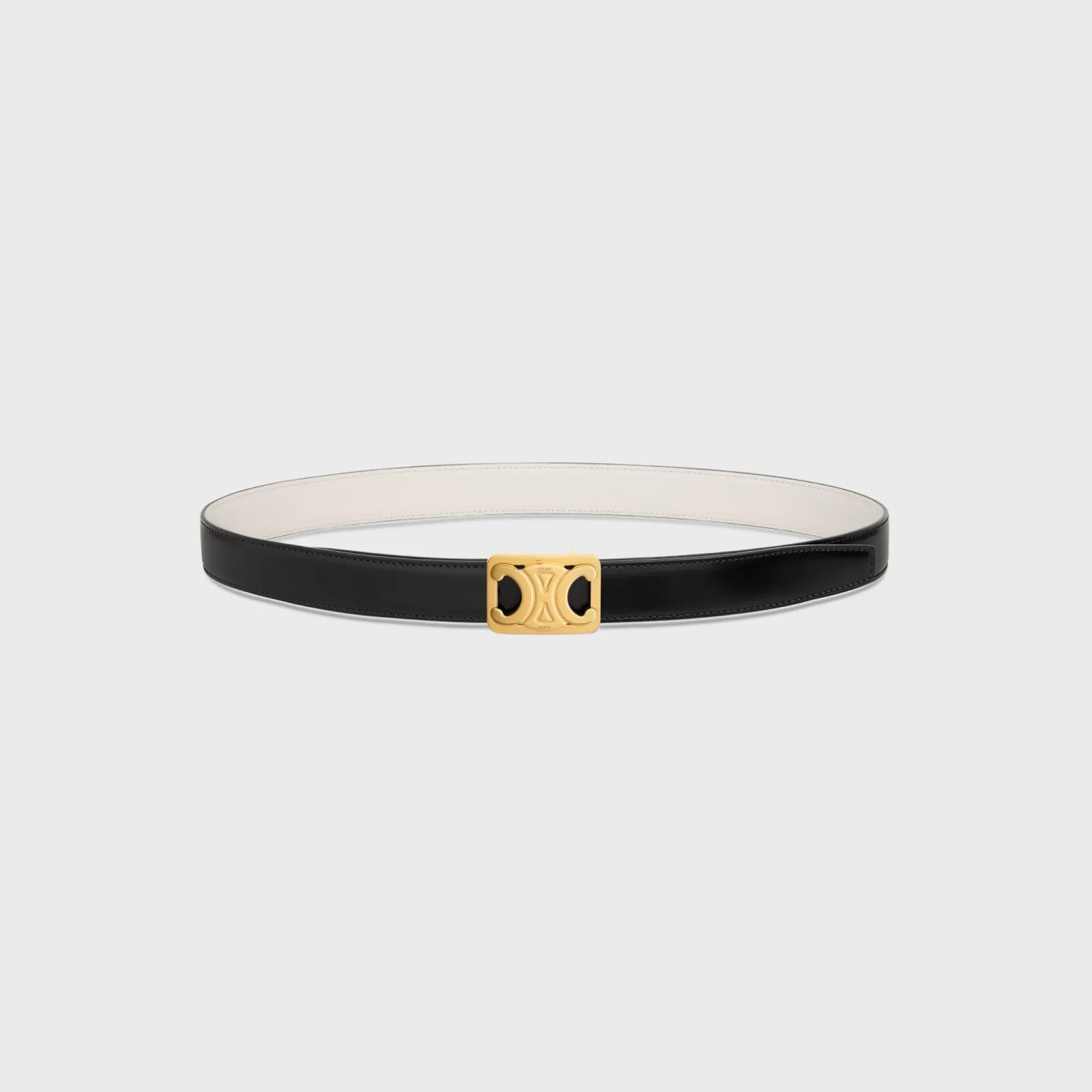 MEDIUM REVERSIBLE FRAMED TRIOMPHE BELT in TAURILLON AND NATURAL CALFSKIN