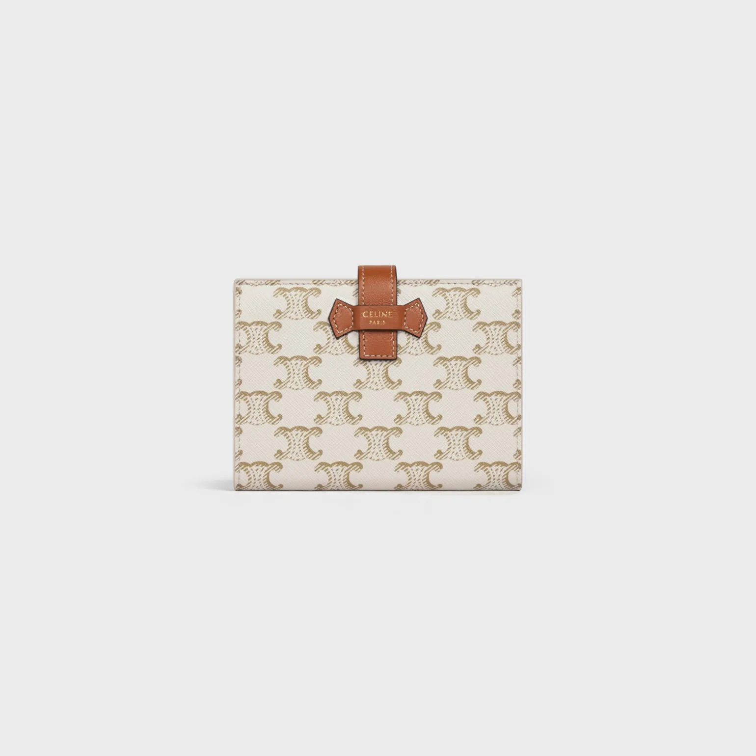 Medium strap wallet in Triomphe Canvas and Lambskin