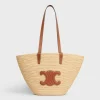 MEDIUM SUPPLE CELINE CLASSIC PANIER in Raffia and calfskin