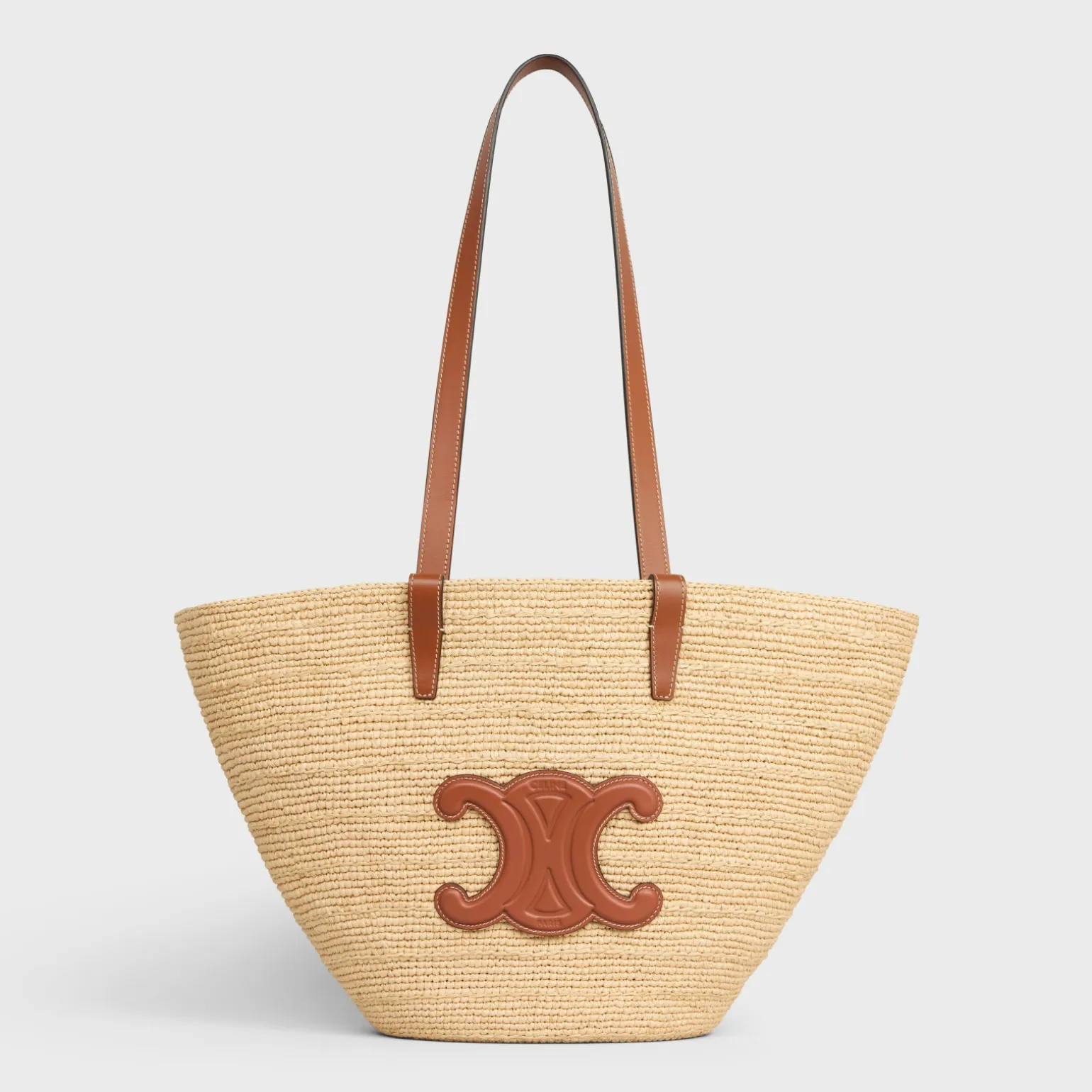 MEDIUM SUPPLE CELINE CLASSIC PANIER in Raffia and calfskin