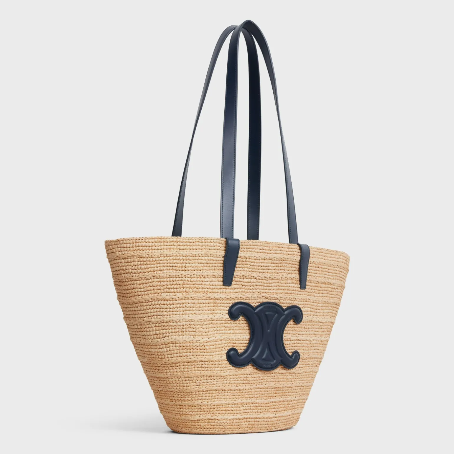 MEDIUM SUPPLE CELINE CLASSIC PANIER in Raffia and calfskin