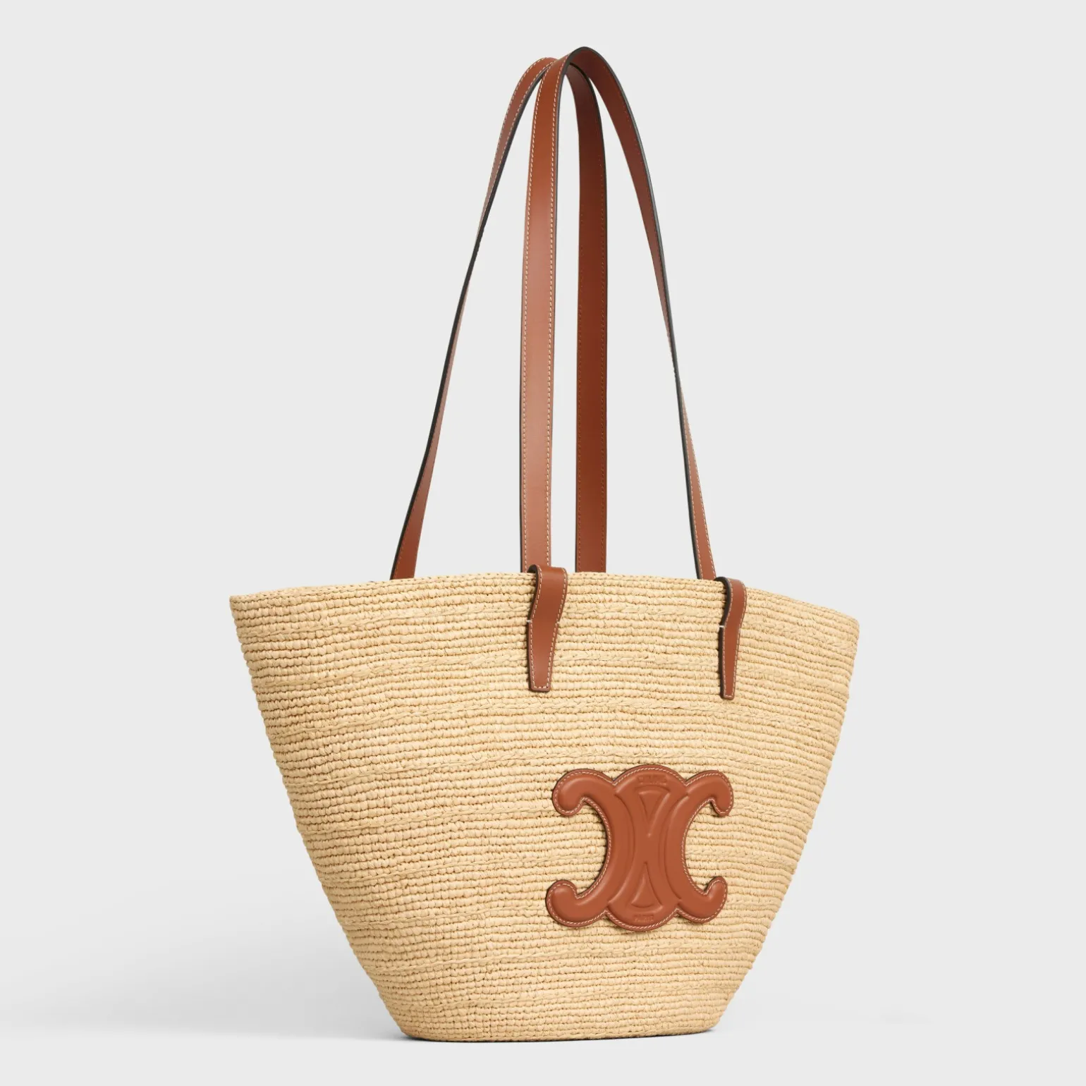 MEDIUM SUPPLE CELINE CLASSIC PANIER in Raffia and calfskin
