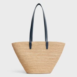 MEDIUM SUPPLE CELINE CLASSIC PANIER in Raffia and calfskin