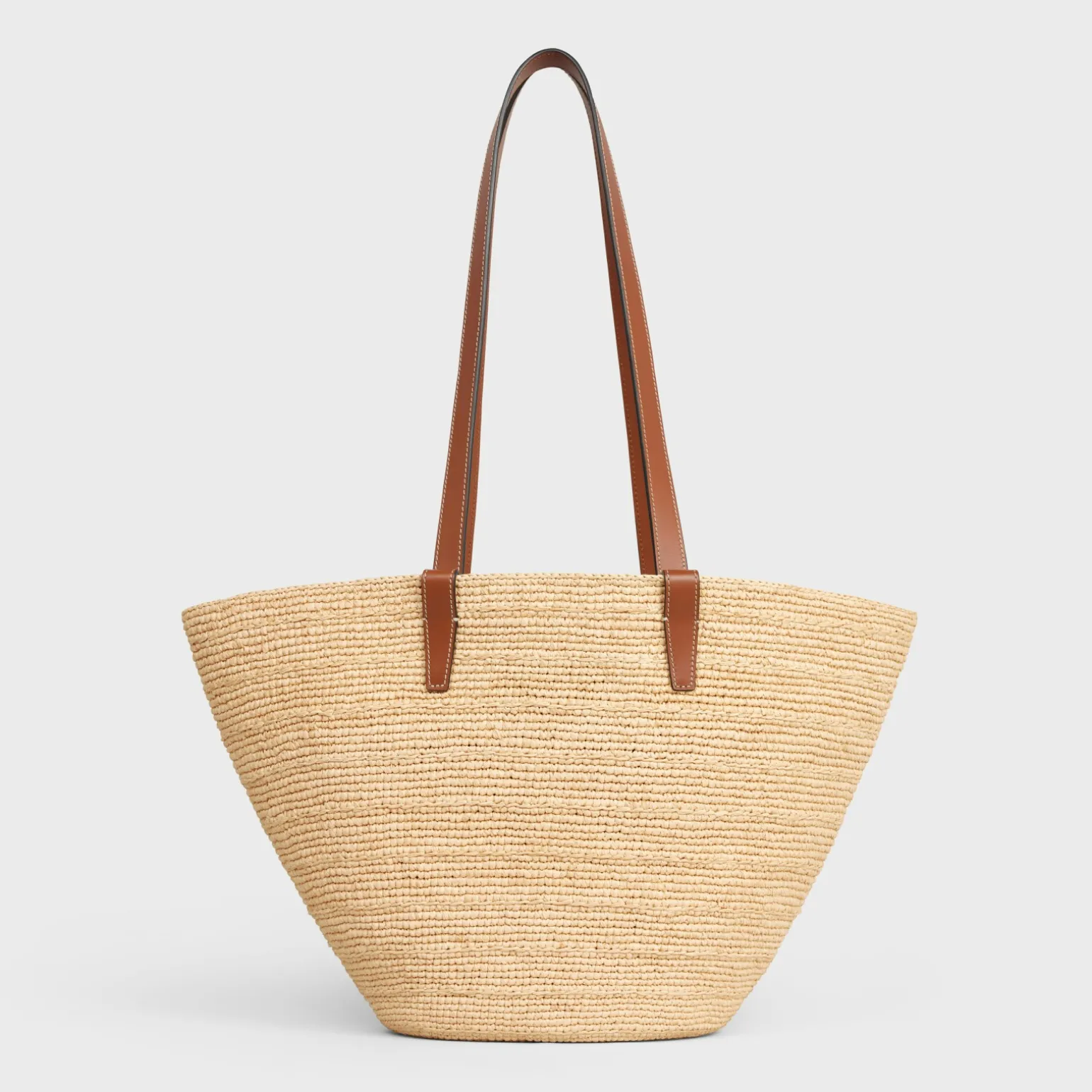 MEDIUM SUPPLE CELINE CLASSIC PANIER in Raffia and calfskin