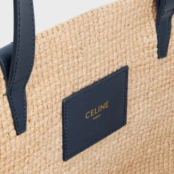 MEDIUM SUPPLE CELINE CLASSIC PANIER in Raffia and calfskin