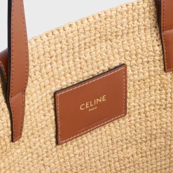 MEDIUM SUPPLE CELINE CLASSIC PANIER in Raffia and calfskin