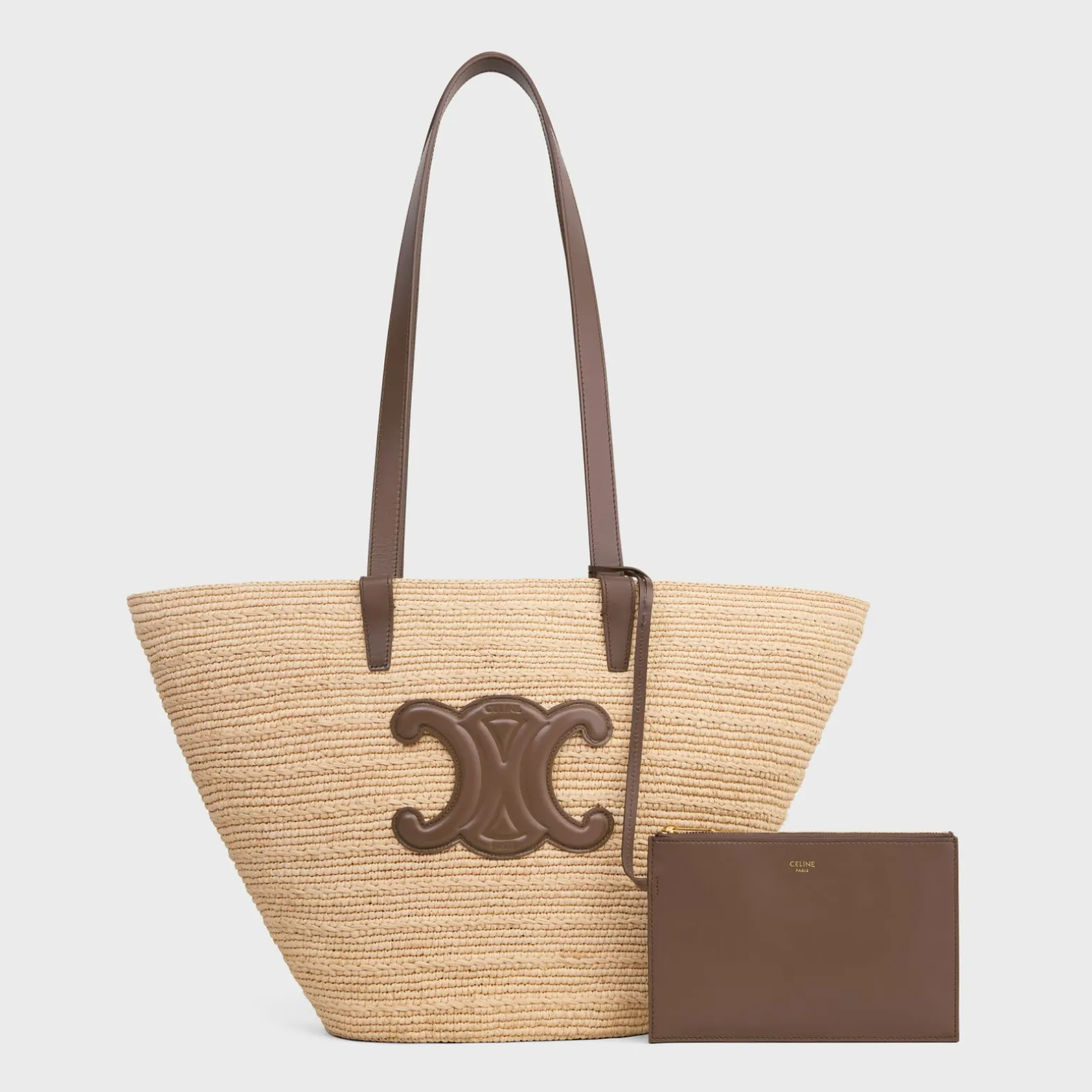 MEDIUM SUPPLE CELINE CLASSIC PANIER in Raffia and calfskin