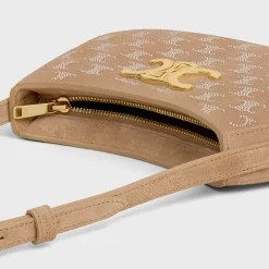 MEDIUM TILLY BAG in SUEDE CALFSKIN WITH TRIOMPHE STRASS