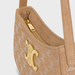 MEDIUM TILLY BAG in SUEDE CALFSKIN WITH TRIOMPHE STRASS