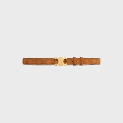 Medium Triomphe Belt in Suede calfskin with triomphe