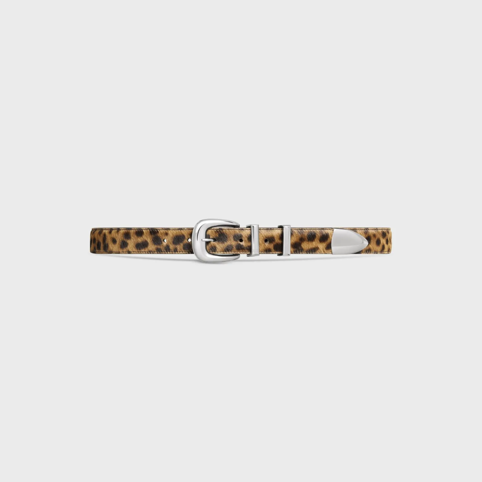 MEDIUM WESTERN BELT in PONY CALFSKIN WITH LEOPARD PRINT