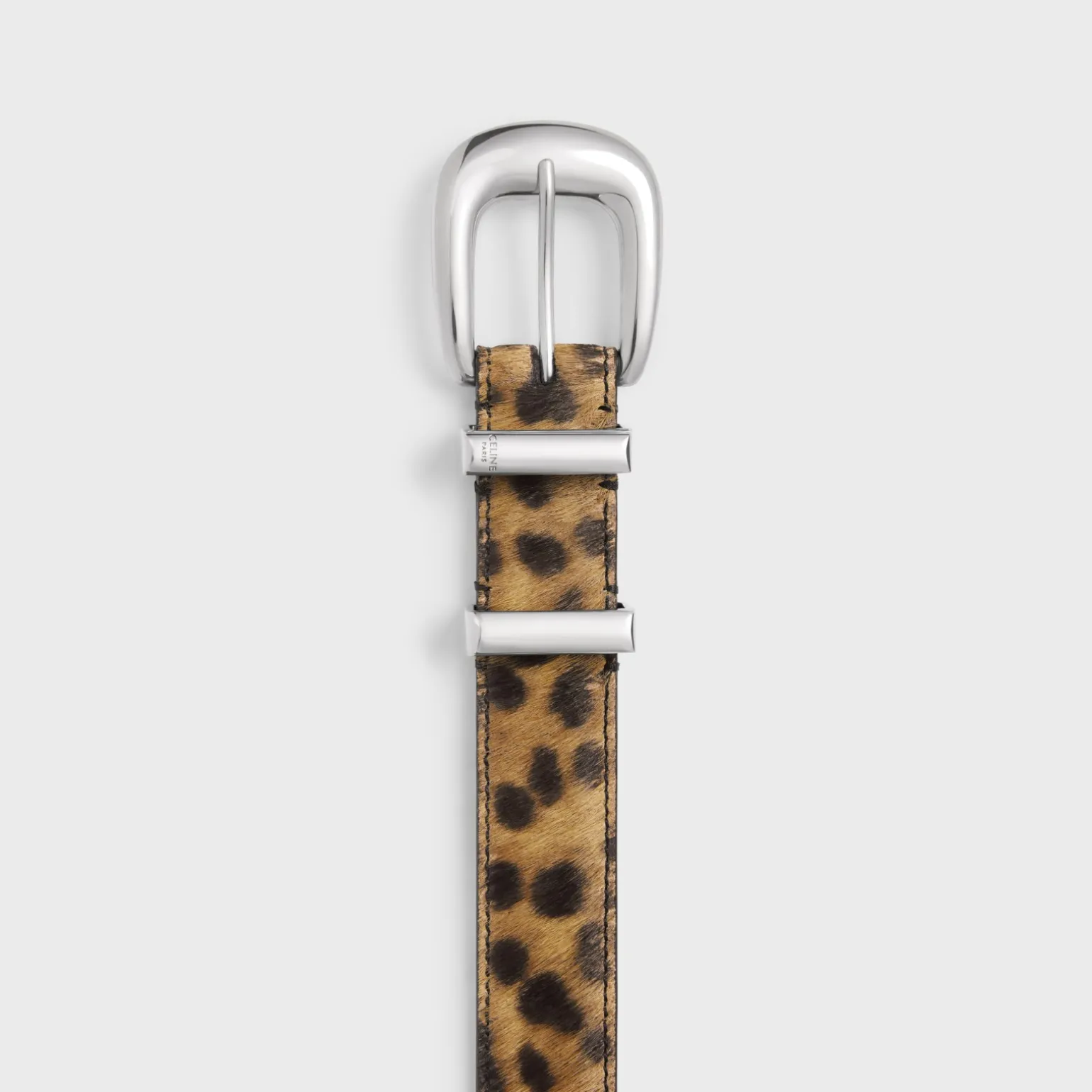 MEDIUM WESTERN BELT in PONY CALFSKIN WITH LEOPARD PRINT
