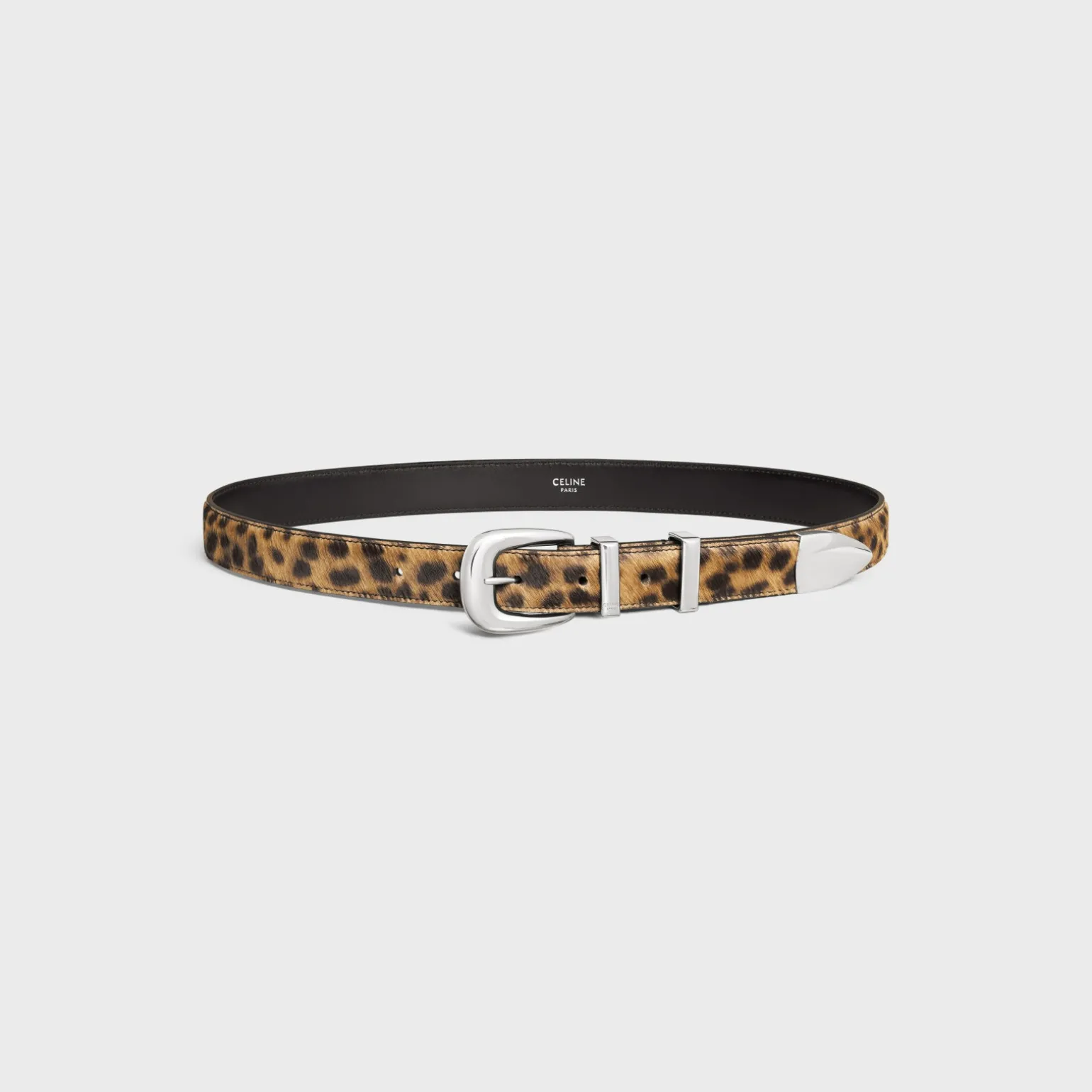 MEDIUM WESTERN BELT in PONY CALFSKIN WITH LEOPARD PRINT