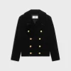 Military peacoat in cotton velvet