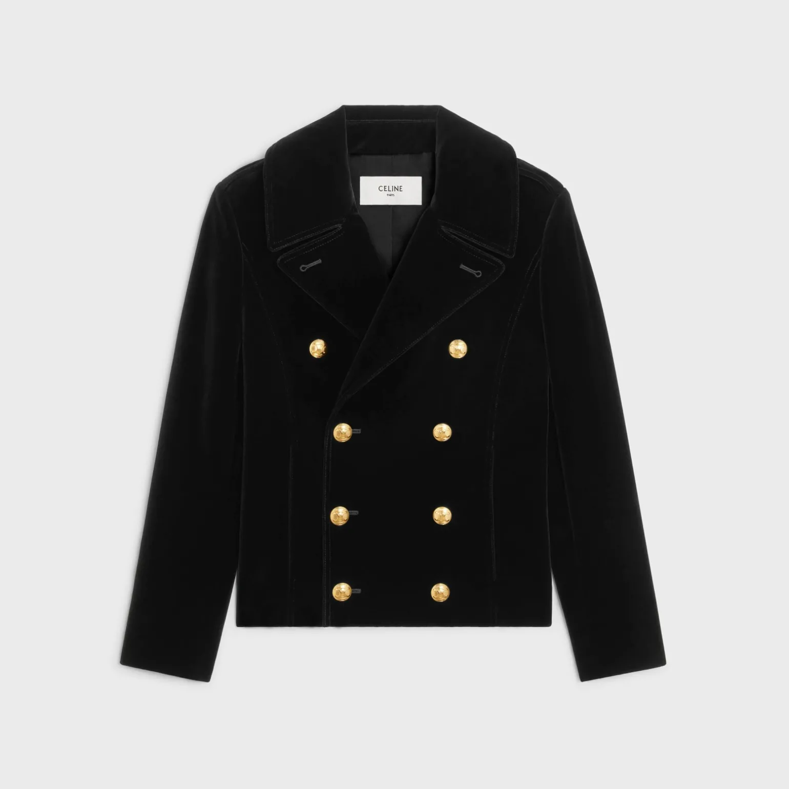 Military peacoat in cotton velvet