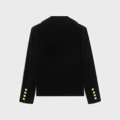 Military peacoat in cotton velvet