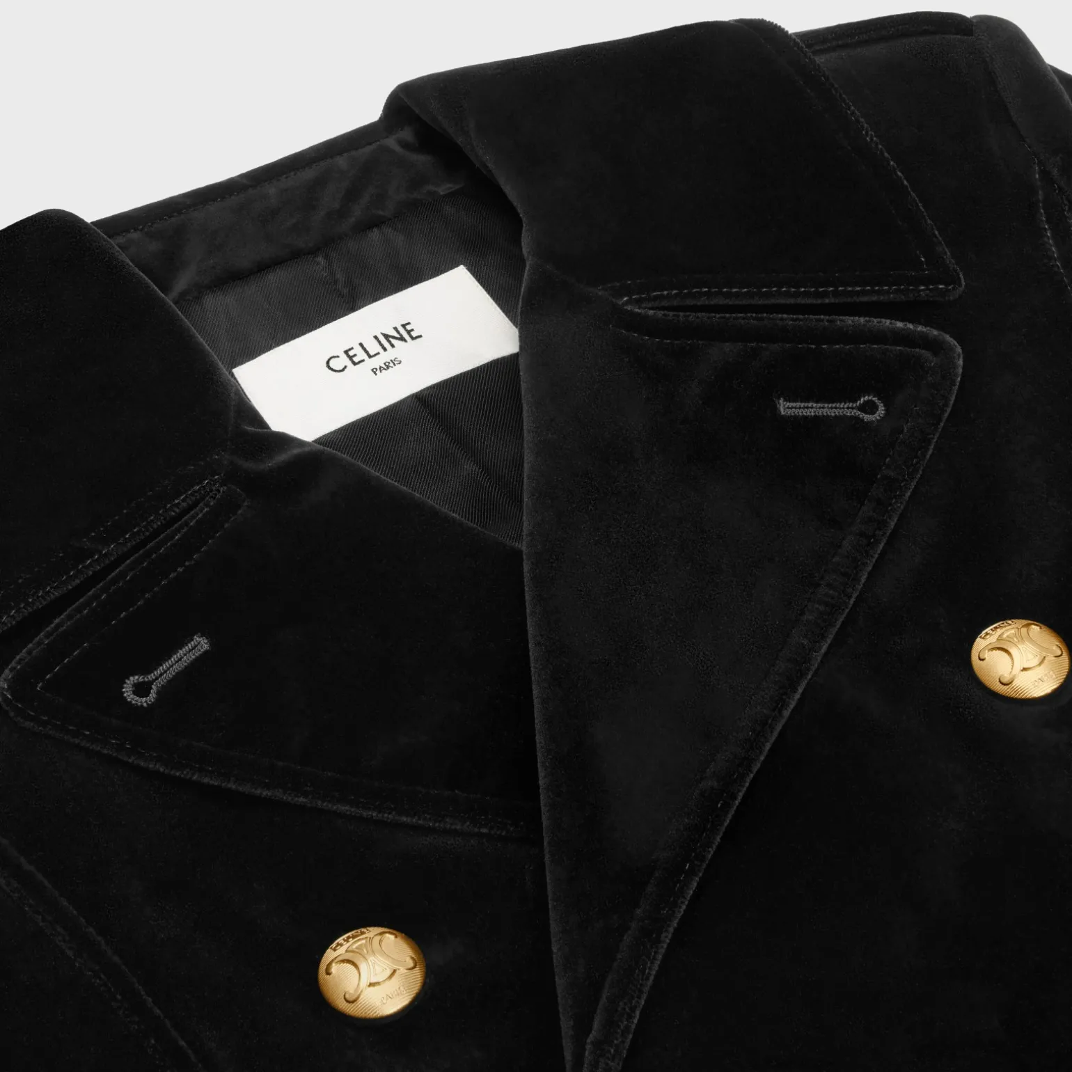 Military peacoat in cotton velvet