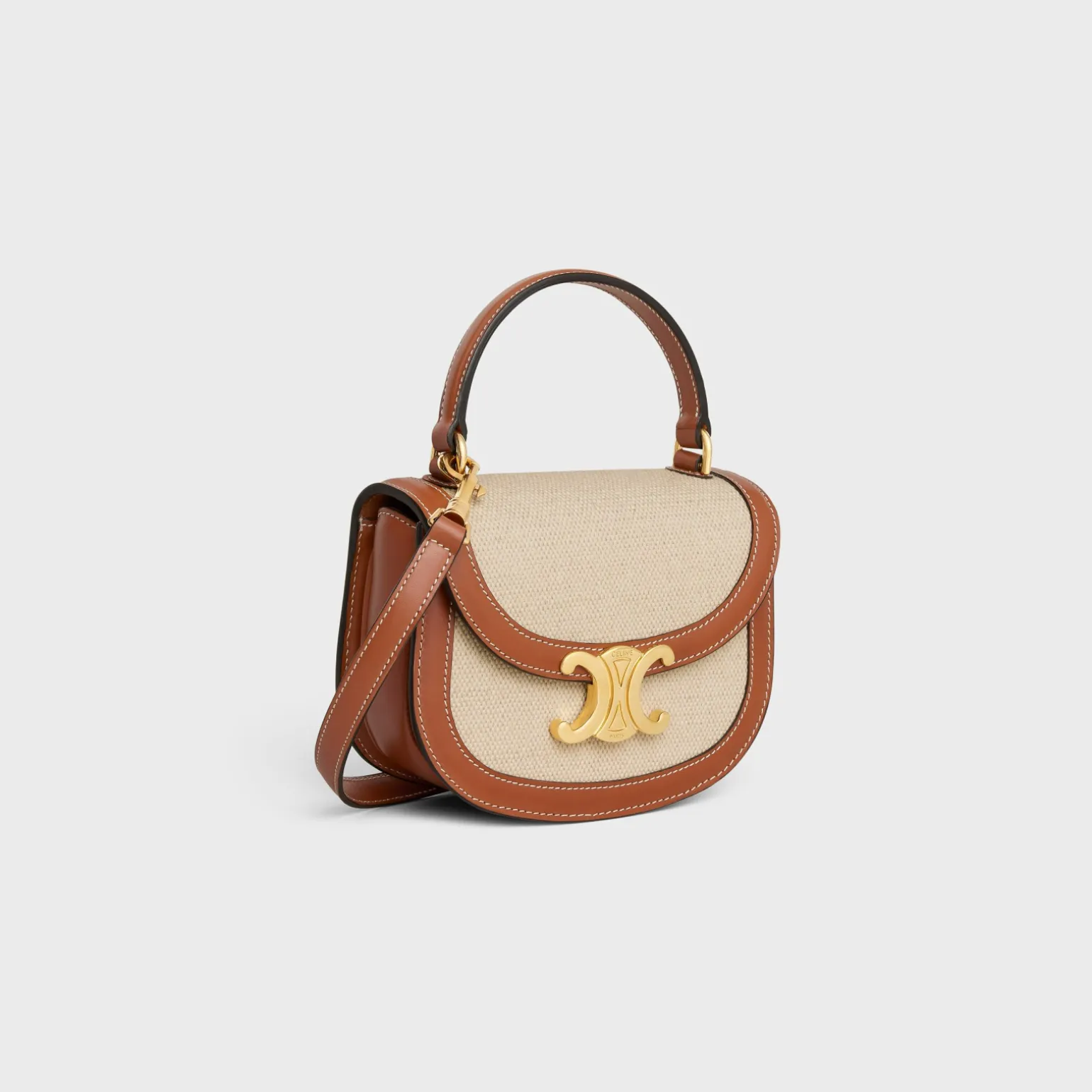 MINI BESACE CLEA in Textile and calfskin