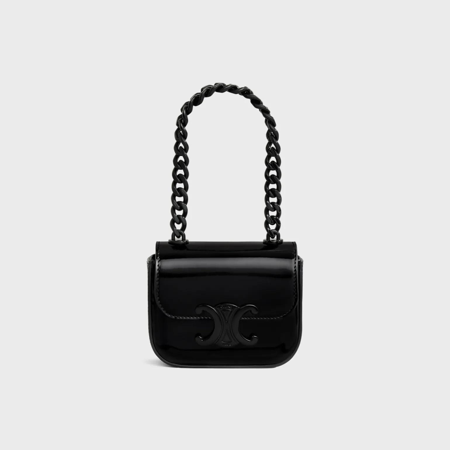 MINI CHAIN CLAUDE in PATENT CALFSKIN