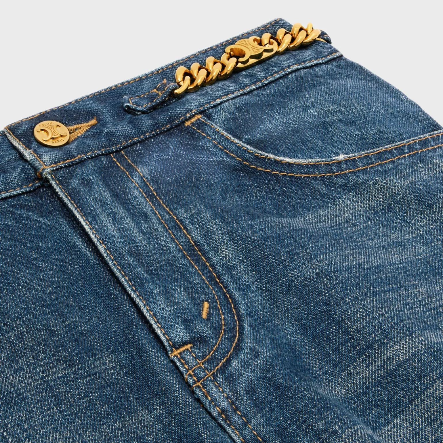 mini skirt in clean dark union wash denim