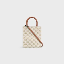 Mini Vertical Cabas in Triomphe Canvas and calfskin with Celine print