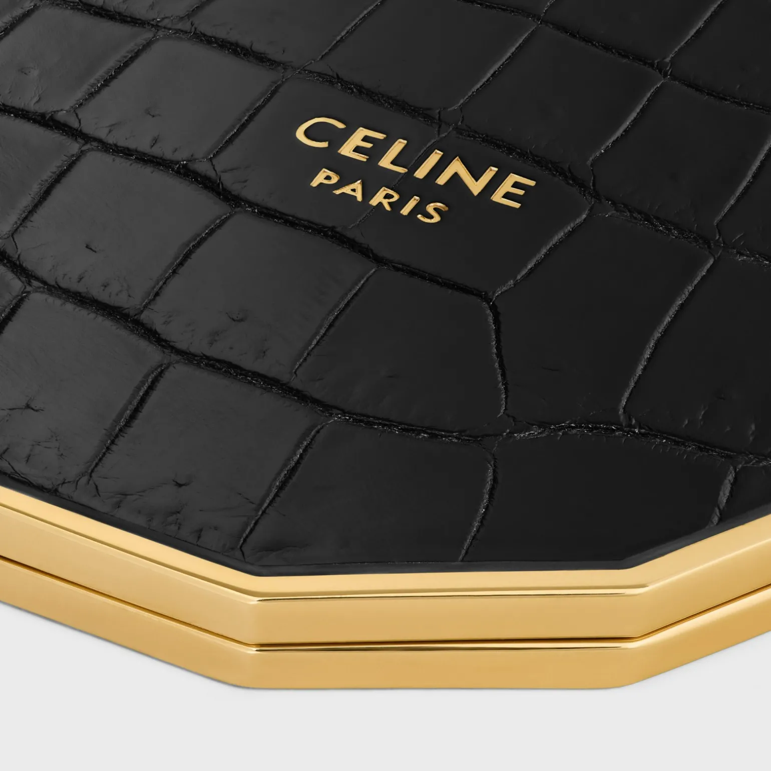 MIRROR IN NILOTICUS CROCODILE AND BRASS