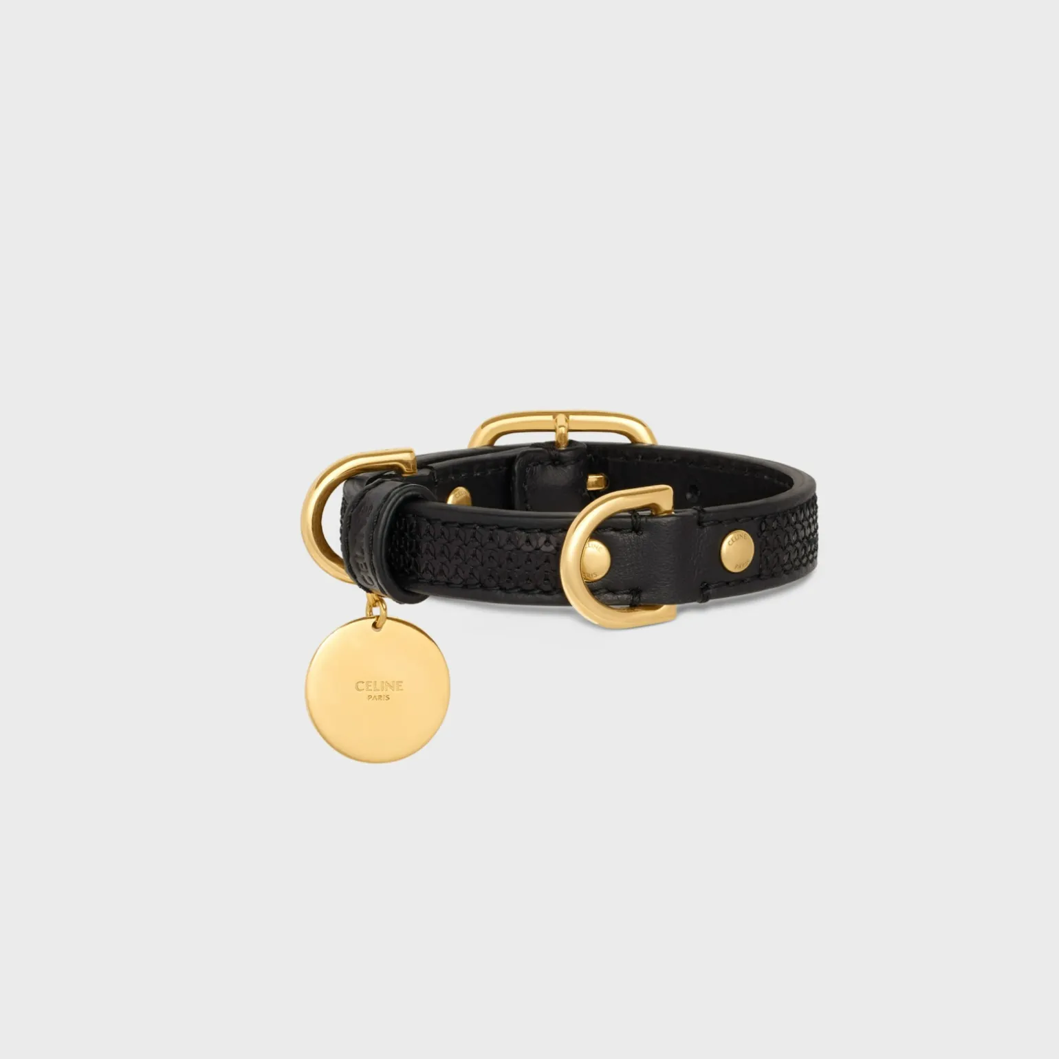 Nano Extra Thin Dog Collar in Sequins and Calfksin