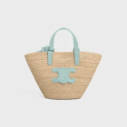 NANO SUPPLE CELINE CLASSIC PANIER in RAFFIA AND CALFSKIN