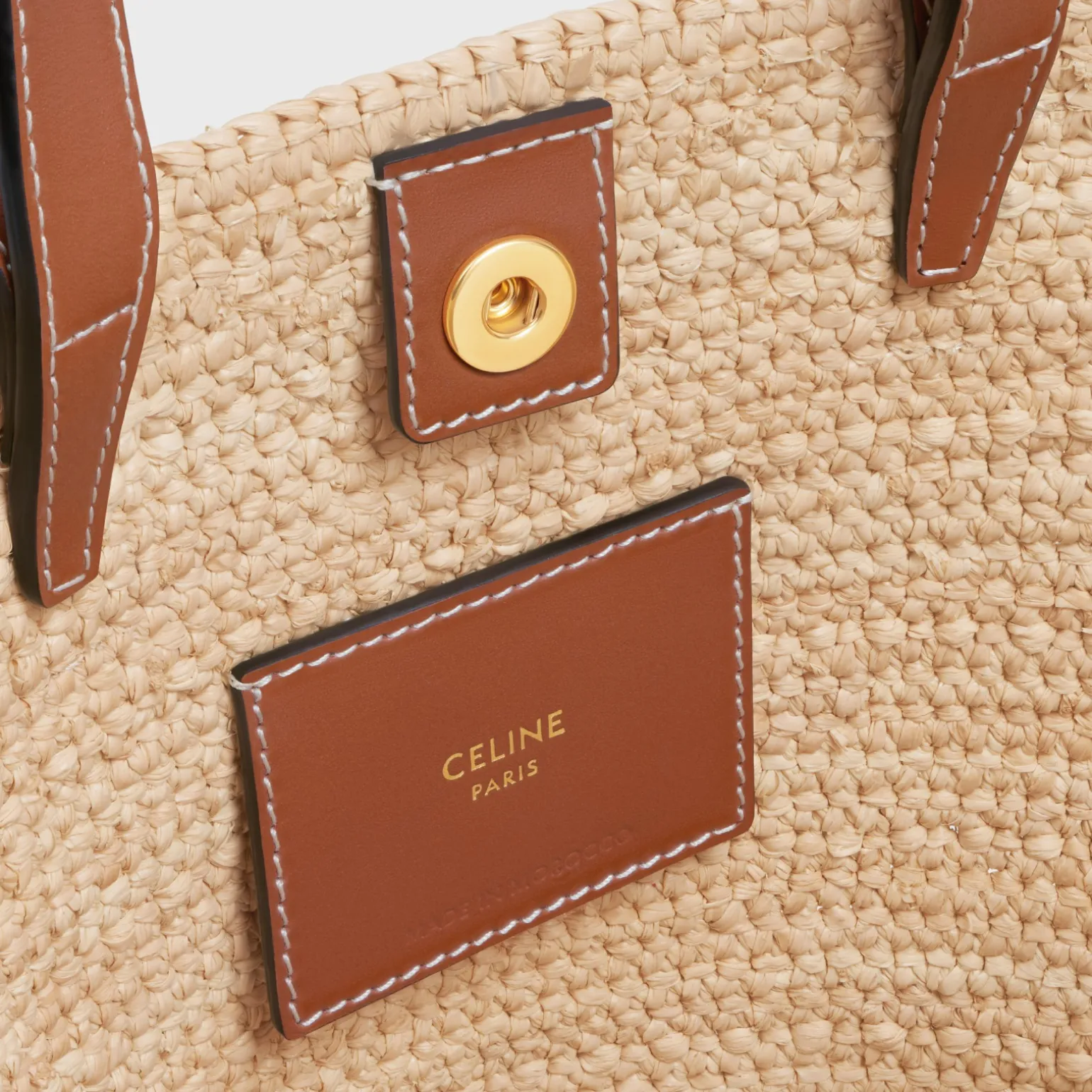 NANO SUPPLE CELINE CLASSIC PANIER in RAFFIA AND CALFSKIN