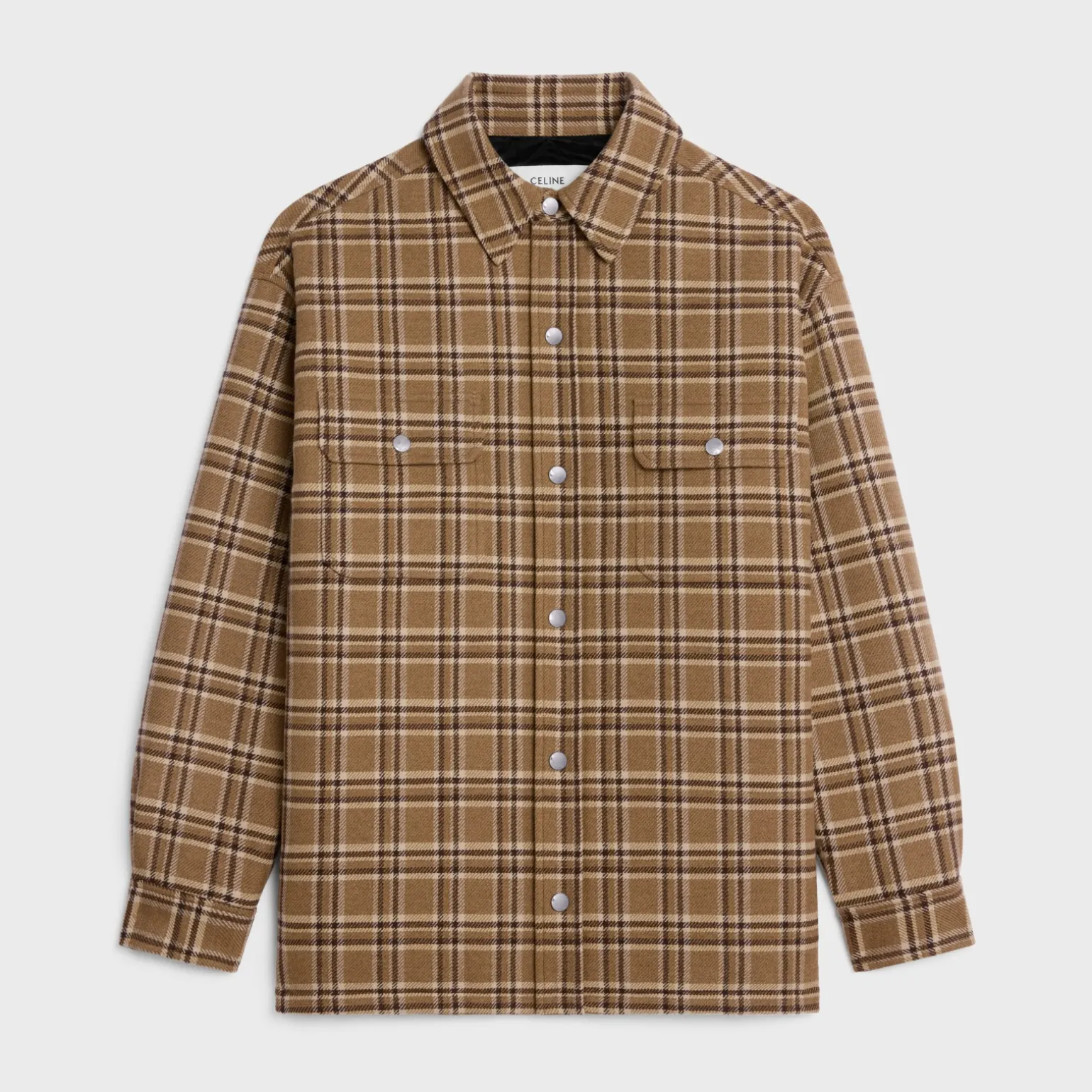 overshirt in checked wool