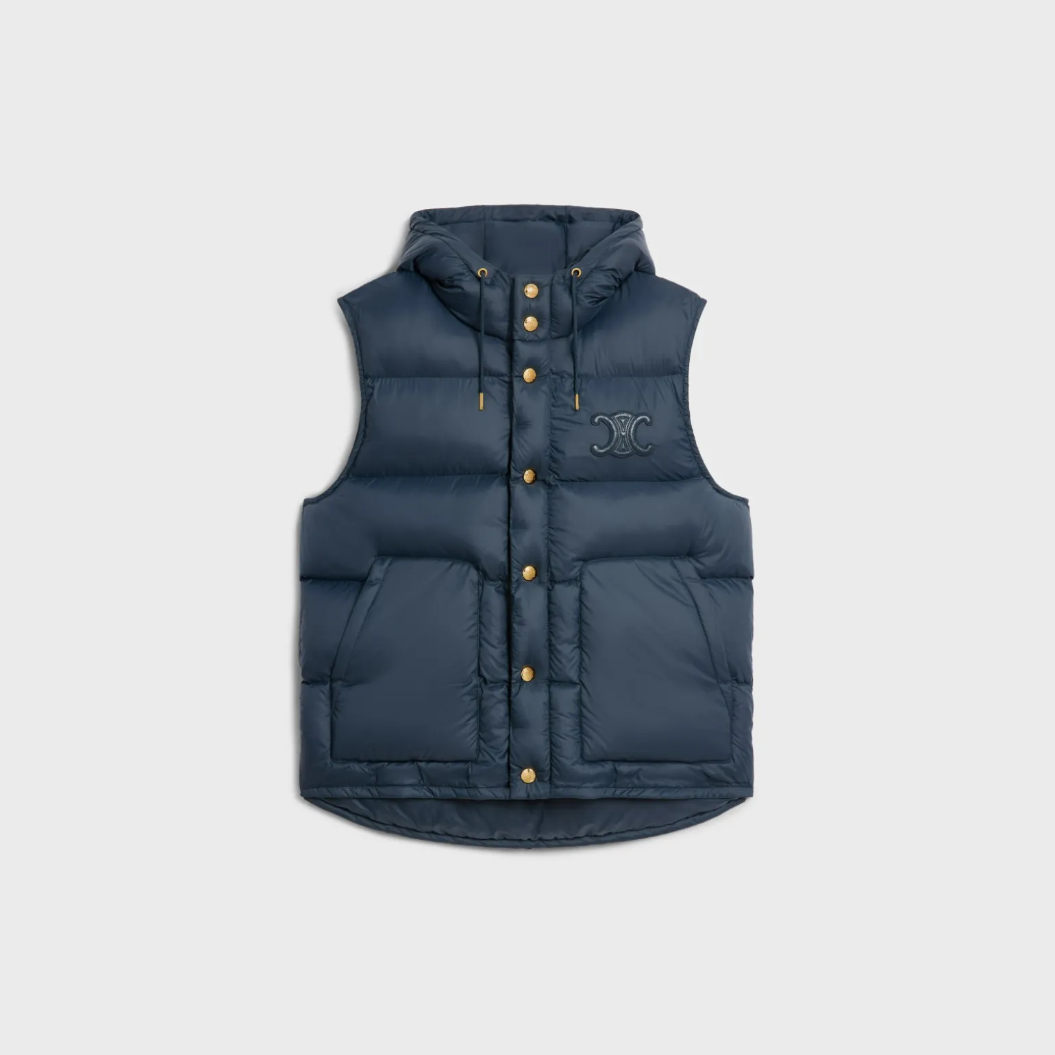 oversized sleeveless down jacket in lightweight nylon