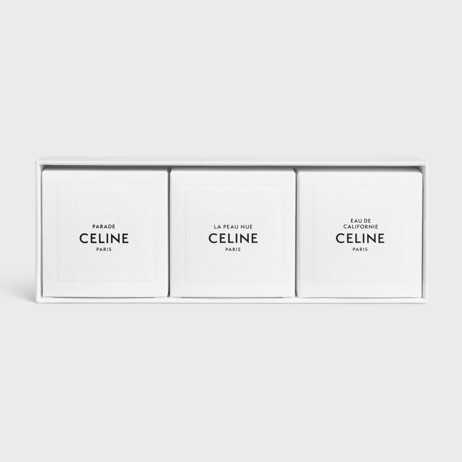 PERFUMED SOAPS SET PARADE, LA PEAU NUE, EAU DE CALIFORNIE 3x100G