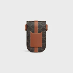 Phone Pouch in Triomphe Canvas and Calfskin