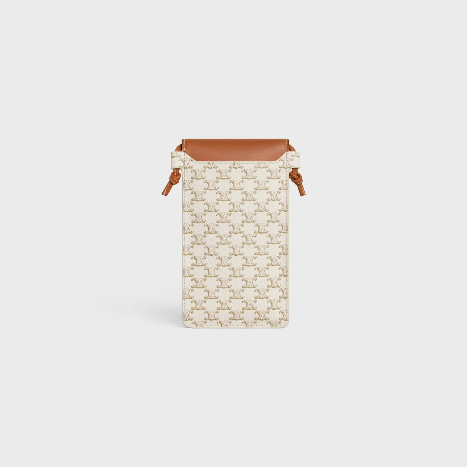 PHONE POUCH WITH FLAP in Triomphe Canvas and Lambskin