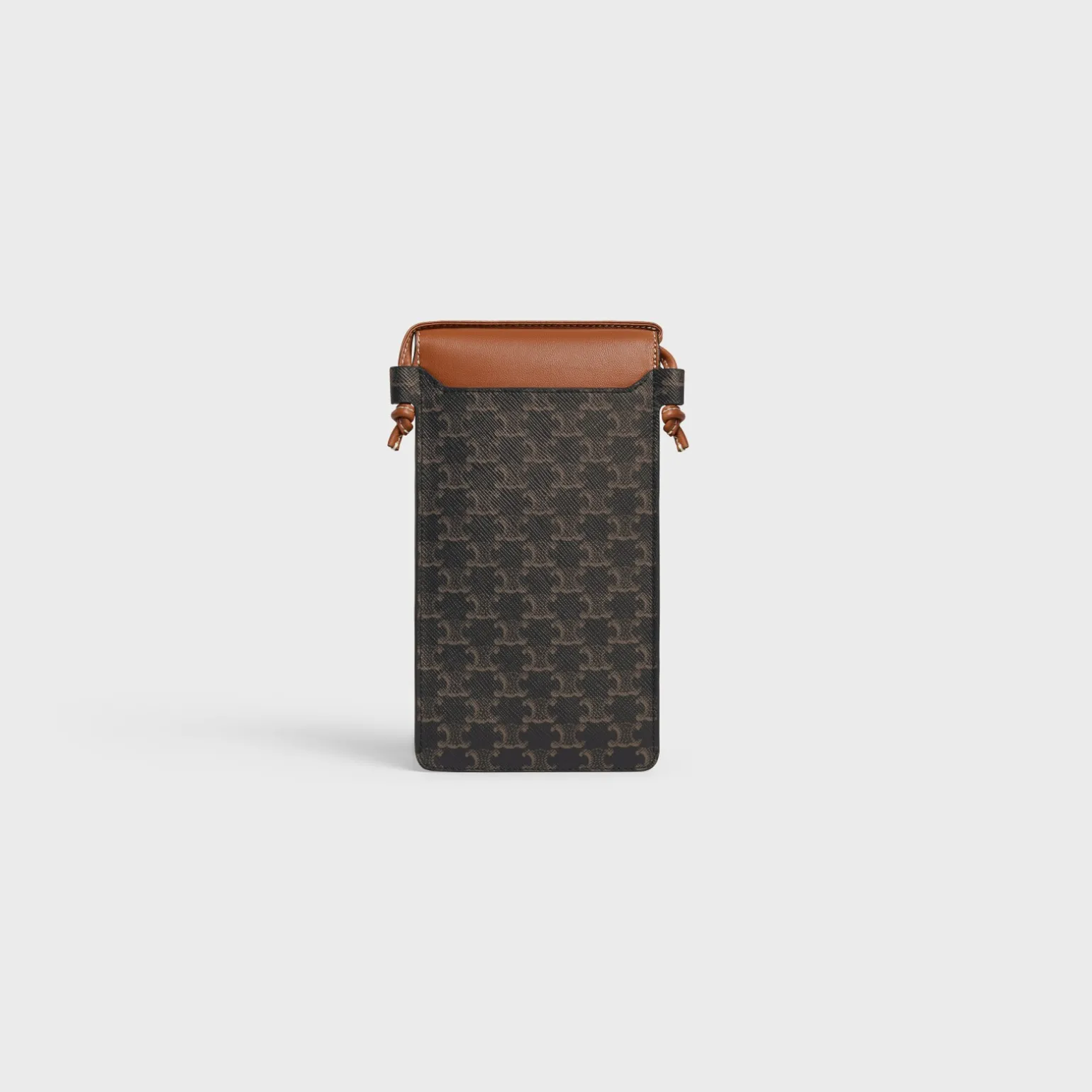 PHONE POUCH WITH FLAP in Triomphe Canvas and Lambskin