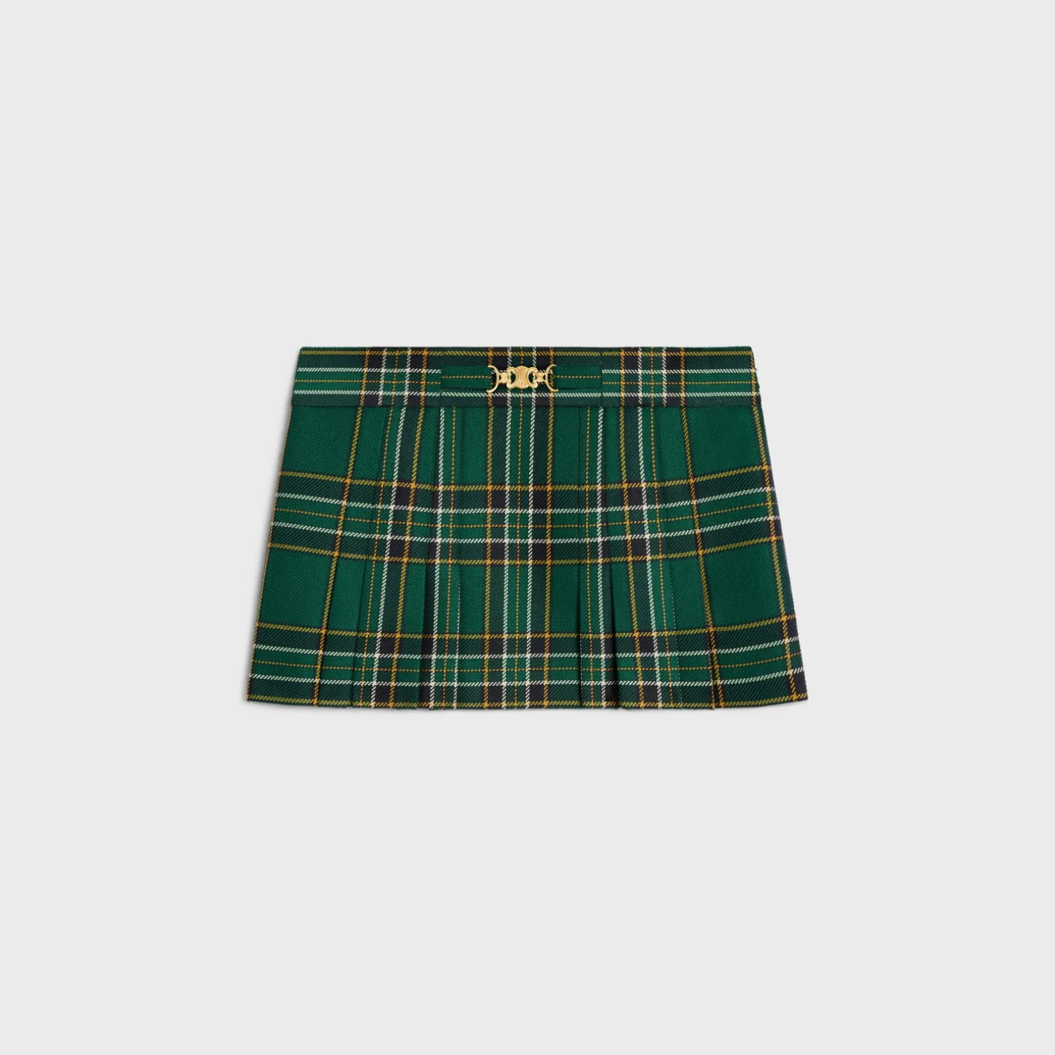pleated mini skirt in tartan wool