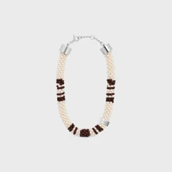 Plein Soleil Bracelet in Brass with Rhodium Finish and Beads
