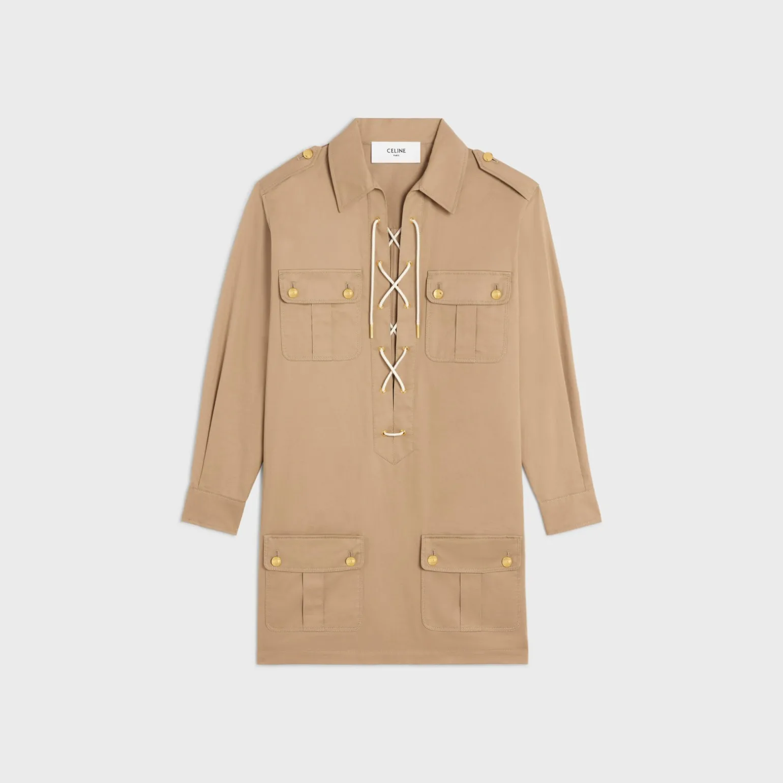 saharienne mini dress in cotton linen