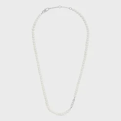 San Onofre Celine Pearl Necklace in Freshwater Pearls and Brass with Rhodium Finish