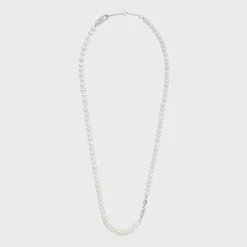 San Onofre Celine Pearl Necklace in Freshwater Pearls and Brass with Rhodium Finish
