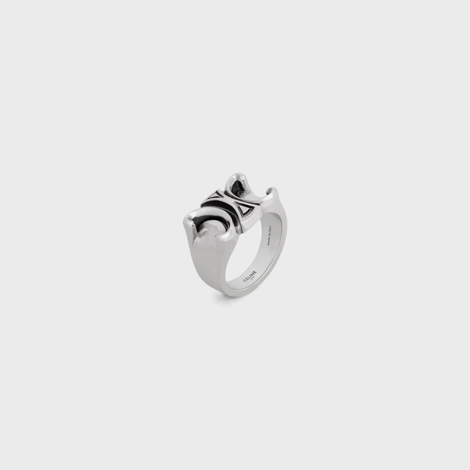 San Onofre Chunky Triomphe Ring in Brass with Rhodium Finish