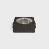 Single Dog Bowl in Nappa Lambskin with Triomphe Canvas Print and Calfskin