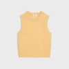 sleeveless sweater in Shetland pointelle