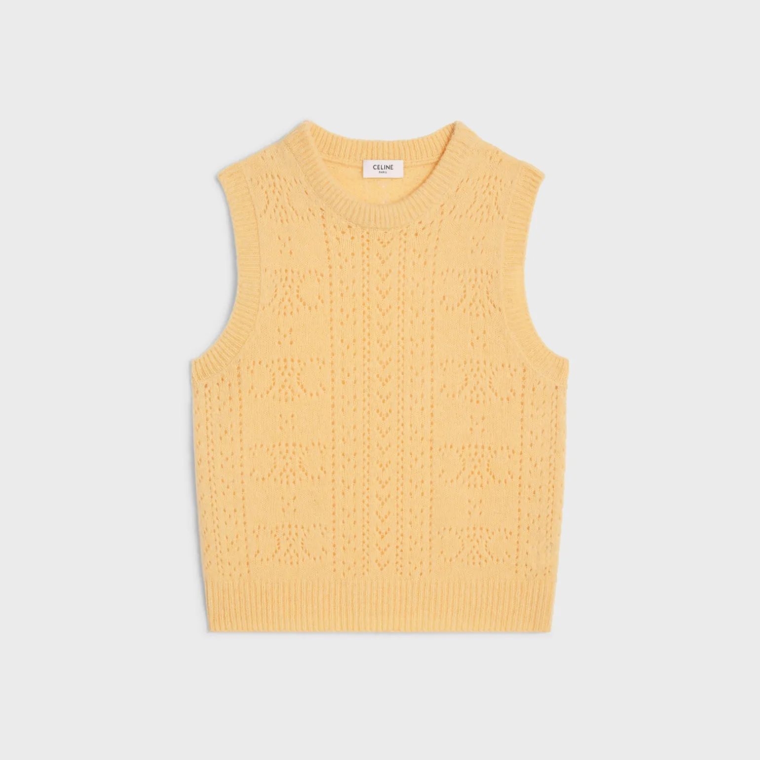 sleeveless sweater in Shetland pointelle