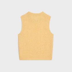 sleeveless sweater in Shetland pointelle